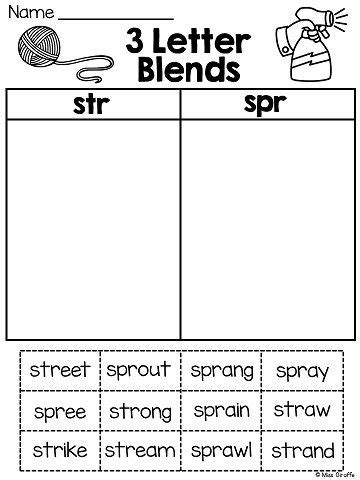 3 Letter Blends Trigraphs Worksheets & Activities {NO PREP!} | Blends worksheets, Teaching ...