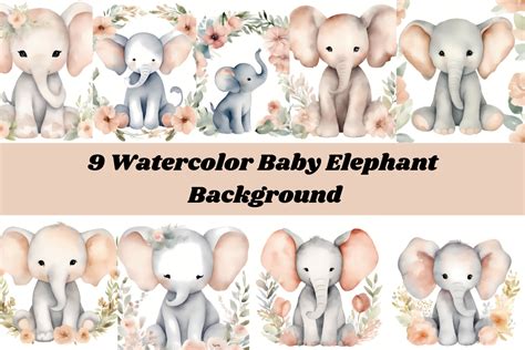 9 Watercolor Baby Elephant Graphic by cycynms · Creative Fabrica