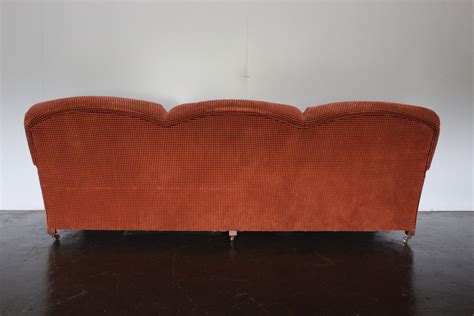 Fine George Sherlock "Standard-Arm" Large 3-Seat Sofa in Ralph Lauren Gold & Burgundy Cut Velvet ...
