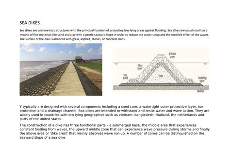 SEA Dikes - Assignment - SEA DIKES Sea dikes are onshore hard structures with the principal ...