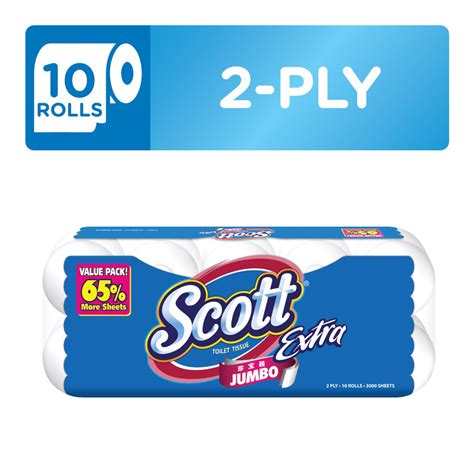 Scott Extra Toilet Tissue Jumbo 2Ply | Toilet Paper Rolls (10x300 ...