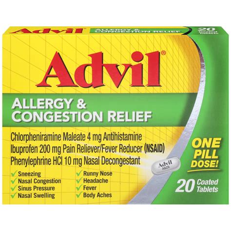 Advil Allergy & Congestion Relief Ibuprofen Coated Tablets - Shop Sinus & Allergy at H-E-B