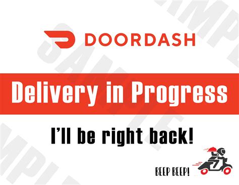 Door Dash Printable delivery in Progress Sign for Your Car Dashboard - Etsy