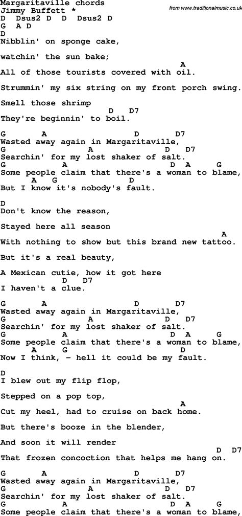 Song Lyrics with guitar chords for Margaritaville Basic Guitar Lessons, Guitar Lessons Songs ...