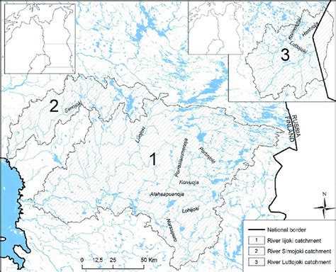 Catchments of River Iijoki (1), River Simojoki (2) and River Luttojoki ...