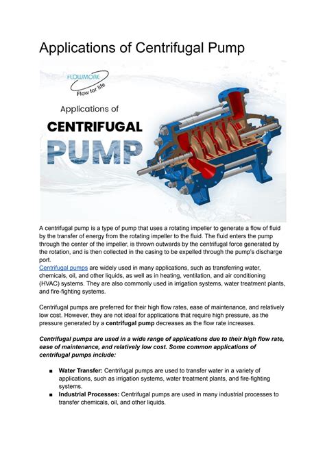 Applications of Centrifugal Pump by Flowmore Pumps - Issuu