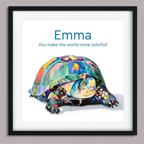 Emma Name Art Digital Download With Turtle Colorful. Perfect | Etsy