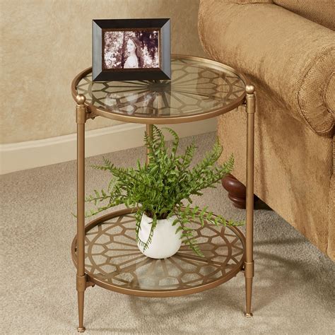 Luciano Satin Gold Two Tier Round Accent Table