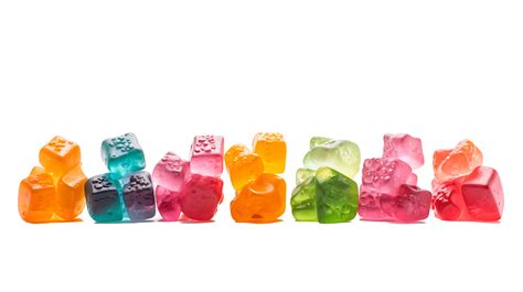 Medical cannabis CBD-infused rainbow gummy candy edibles transparent png background. Cannabis ...