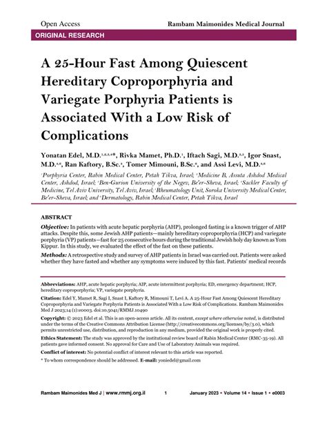 (PDF) A 25-Hour Fast Among Quiescent Hereditary Coproporphyria and Variegate Porphyria Patients ...