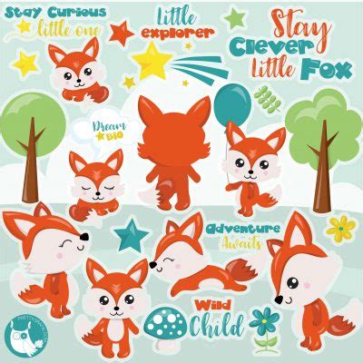 Woodland fox clipart - Prettygrafik Store