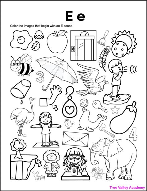 Letter E Phonics Worksheets