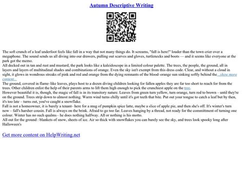 Autumn Descriptive Writing | PPT