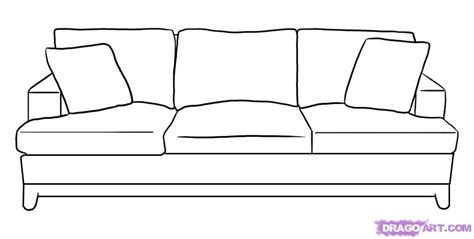 drawings of sofas | how to draw a couch step 5 Sofa Drawing, Drawing ...