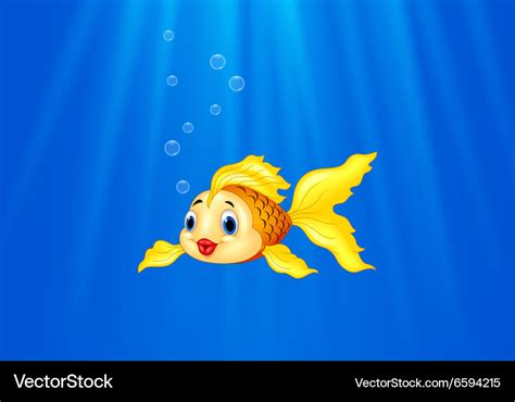 Cartoon goldfish swimming in the water Royalty Free Vector