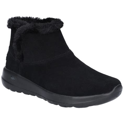 Skechers Go Walk Joy Black Suede Ankle Boots | Official Stockist ...