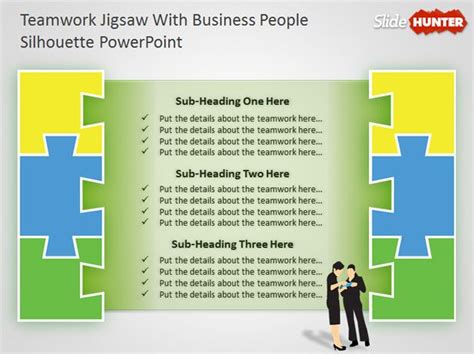 Free Teamwork PowerPoint Diagram with Jigsaw Illustration - Free ...