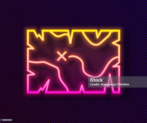 Glowing Neon Line Pirate Treasure Map Icon Isolated On Black Background Vector Stock ...