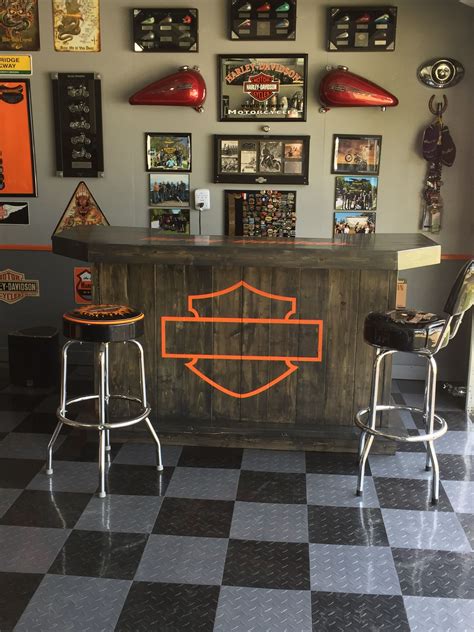 Harley Davidson Bar | Man cave home bar, Harley davidson decor, Home bar designs