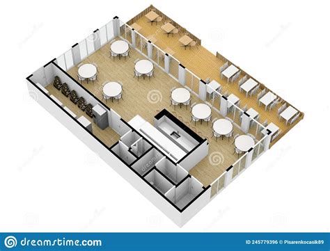 Cafe Bar Restaurant Floor Plan Top View. Cafe Interior With Coffee ...