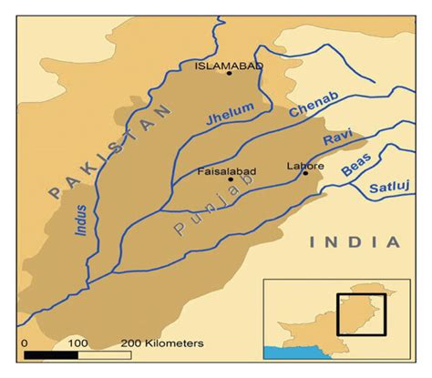 Chenab river basin and its adjoining river map. | Download Scientific ...