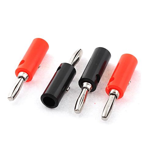 Audio Speaker Cable Wire 4mm Banana Plug Connector Adapter Black Red 2 ...