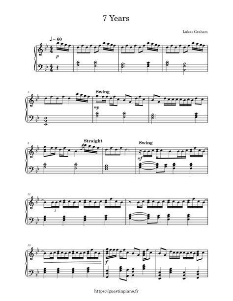 7 Years - Lukas Graham Sheet music for Piano (Solo) | Musescore.com