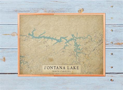 Vintage Style Map of Fontana Lake NC North Carolina USA - Etsy