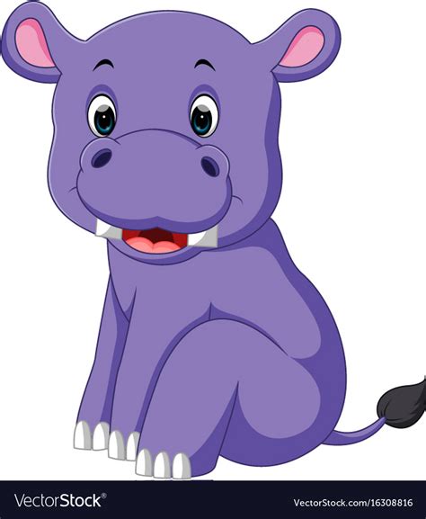 Cartoon cute baby hippo Royalty Free Vector Image