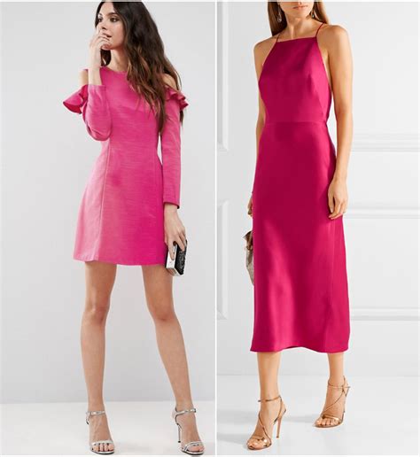 What Color Shoes with Hot Pink Dress Outfit | Fuchsia Magenta Dress