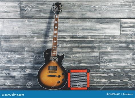 Guitar in studio stock image. Image of floor, contemporray - 108626511