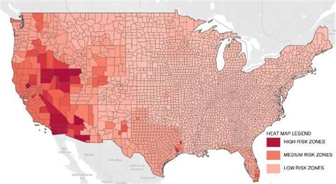 Heat map showing modelled risk of wildfires in US for 138 kV ...