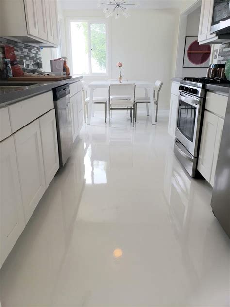 White Epoxy Kitchen Flooring