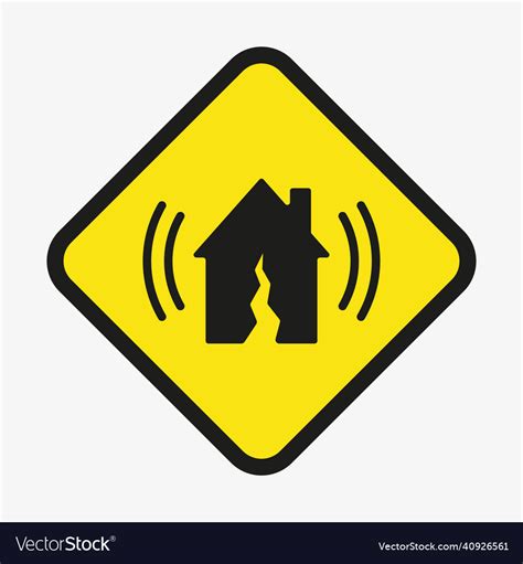 Symbol of earthquake warning yellow sign Vector Image