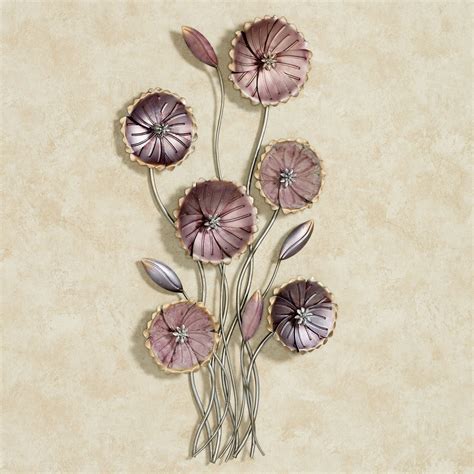 Charming Floral Array Purple Metal Wall Art