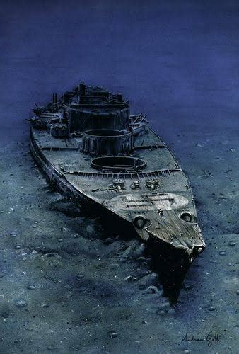 Shipwreck of the legendary Bismarck of the Kriegsmarine navy. It was ...