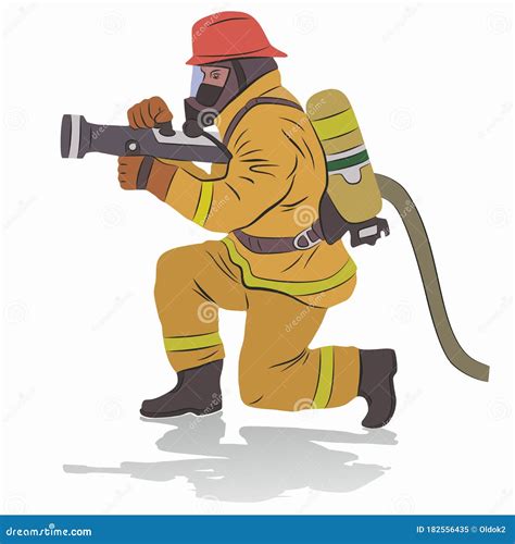 Illustration of a Fireman, Vector Draw Stock Vector - Illustration of ...