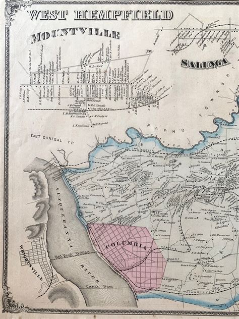 West Hempfield Township Map Original 1875 Lancaster County | Etsy