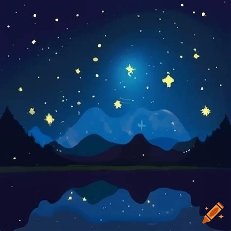 A starry night sky cartoon