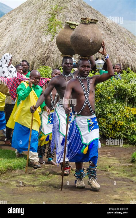 MUSANZE, RWANDA - NOVEMBER 5: Tribal ritual of the Batwa Tribe Perform ...