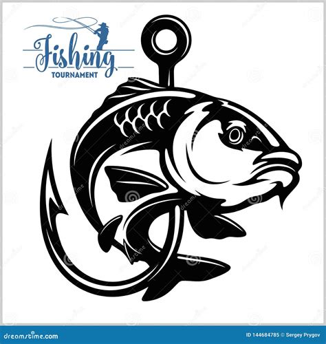 Fishing, Fisherman Holds Carp Fish And Standing In The Reeds, Logo Design. Fishing Sport Club ...