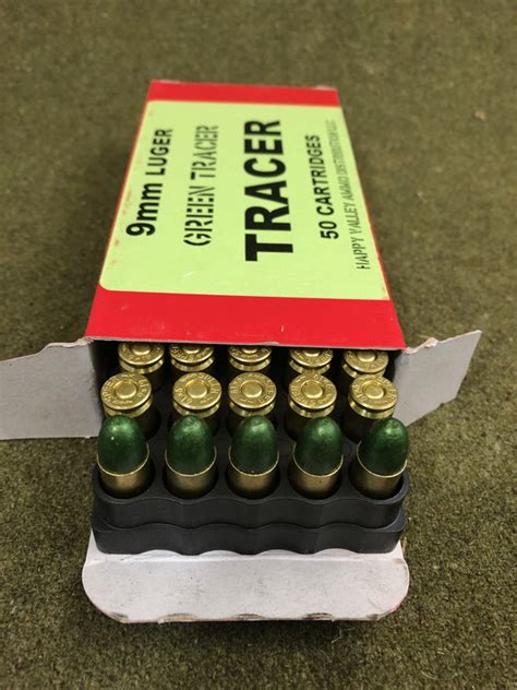 9MM Green tracer ammo, 50 round box - CDVS