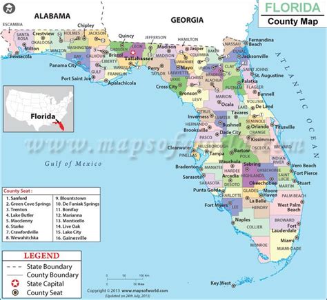 Florida County Map, State of Florida County Map | Map of florida ...