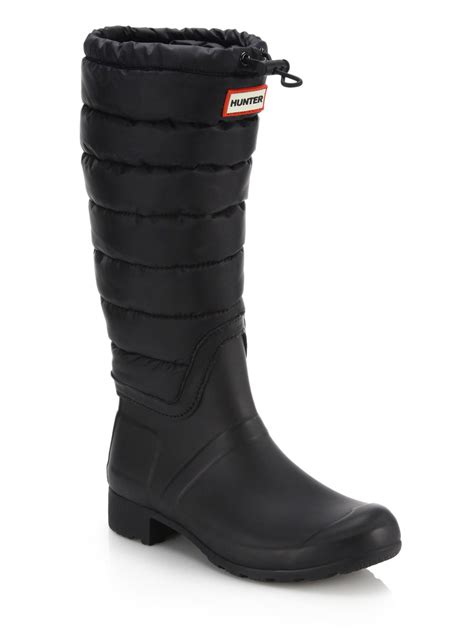 Lyst - HUNTER Original Quilted Rain Boots in Black