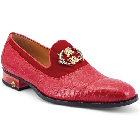 Mauri 3215 Velvet / Alligator Shoes Red | MensDesignerShoe.com