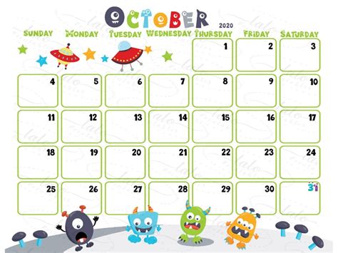 October Month Calendar 2020 Halloween Planner Printable | Etsy