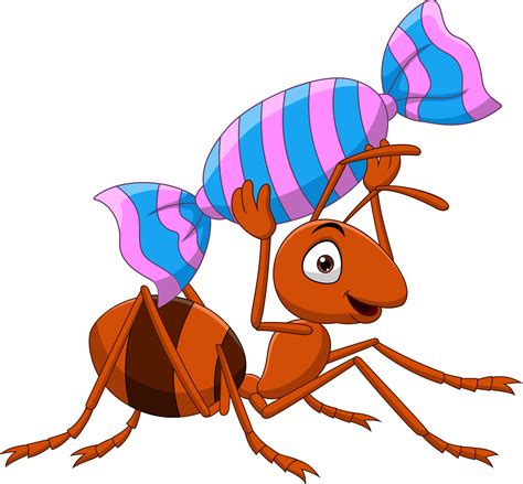 Cartoon funny ant carrying a candy 5162388 Vector Art at Vecteezy