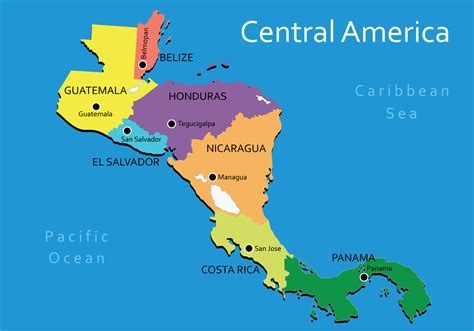 Centroamérica mapa vectorial | America paises y capitales, Mapa de ...