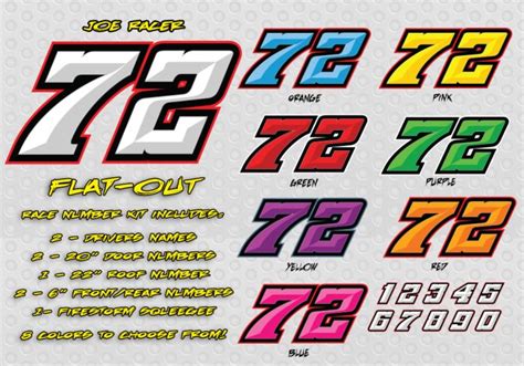 Flat Out Race Car Number Decal Kit Racing Graphics Lettering