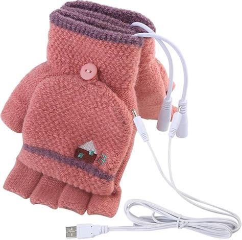 Men's Women's USB Heated Gloves Mitten, USB Hand Warmers Winter Warm Full Finger and Half ...